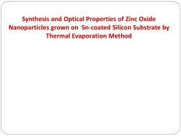 Synthesis and optical properties of Zinc Oxide