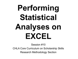Performing Statistical Analysis on EXCEL