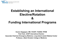 Establishing an International Elective/Rotation & Funding