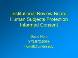 Institutional Review Board Human Subjects Protection