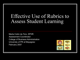 Effective Use of Rubrics to Assess Student Learning