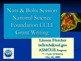 Nuts & Bolts Session National Science Foundation CCLI