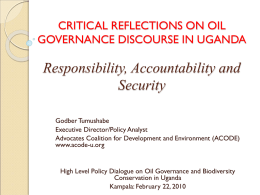 CRITICAL REFLECTIONS ON OIL GOVERNANCE