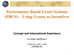 Performance Based Grant Systems