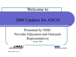 NHIC Educational Outreach - ANCO On-Line