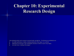 Chapter 10: Experimental Research Design
