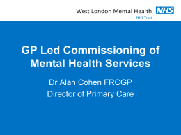 Main presentation title - Doctor Alan Cohen FRCGP