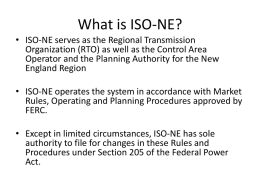 ISO-NE and NEPOOL Governance The Stakeholder Process