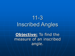 11-3 Inscribed Angles
