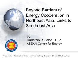 Beyond Barriers of Energy Cooperation in Northeast Asia