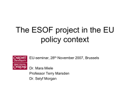 The Results of the ESOF project in the EU policy context