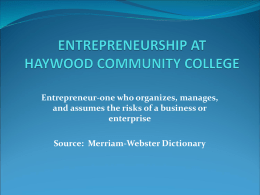 Entrepreneurship at HCC
