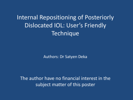 TITLE: Internal Repositioning of Posteriorly Dislocated