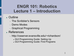ENGR 101: Robotics Lecture 1 – Introduction