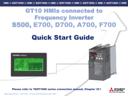 GT10 HMIs connected to Frequency Inverter S500, E700, D700
