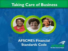 Taking Care of Business: AFSCME's Financial Standards Code