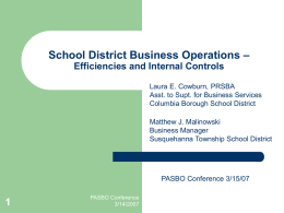 School District Business Operations – Efficiencies and