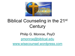 Biblical Counseling in the 21st Century
