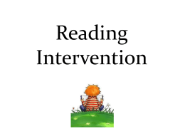 Reading Intervention - Verona Public Schools