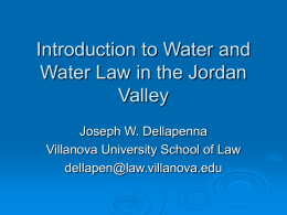 Water in the Jordan Valley
