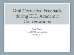 Oral Corrective Feedback during ELL Academic Conversations
