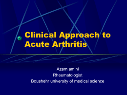Clinical Approach to Acute Arthritis