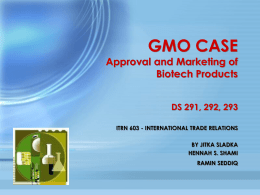 GMO CASE - International Trade Relations -