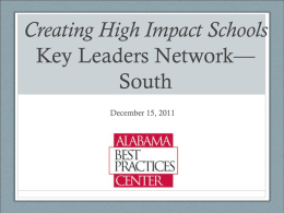 Creating High Impact Schools Key Leaders Network—South