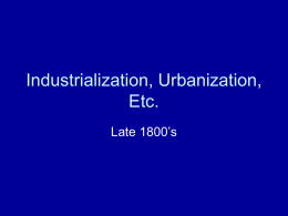 Industrialization, Urbanization, Etc.