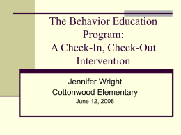 Behavior Education Program (BEP)