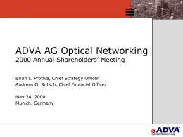 ADVA AG Optical Networking Annual Press & Analyst Conference