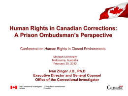 Human Rights in Canadian Corrections: A Prison Ombudsman’s