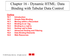 Chapter 16 - Dynamic HTML: Data Binding with Tabular Data