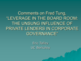 Comments on Fred Tung, “LEVERAGE IN THE BOARD ROOM: …
