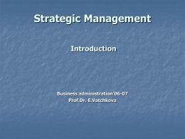 Strategic Management Theory and practice T1 Introduction