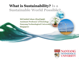 What is Sustainability? - Nanyang Technological University