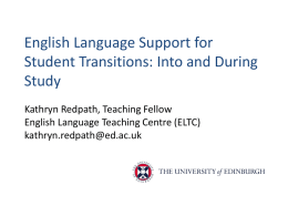 English Language Support for Transitions English Language