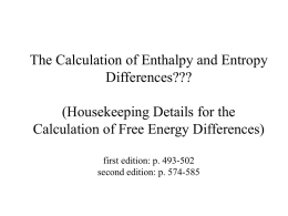 The Calculation of Enthalpy and Entropy Differences