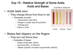 Exp 15 Relative Strength of Acids and Bases