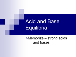 Acid and Base Equilibria - South Kingstown High School
