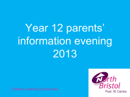 Year 12 parents’ information evening 2008