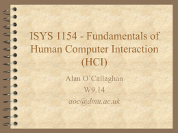 ISYS 2101- Fundamentals of Human Computer Interaction (HCI)