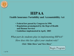 PowerPoint Presentation - HIPAA Health Insurance