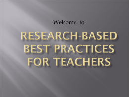 Research-Based Best Practices for teachers
