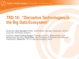 TRD 16: “Disruptive Technologies in the Big Data Ecosystem”