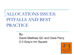 ALLOCATIONS ISSUES: PITFALLS AND BEST PRACTICE