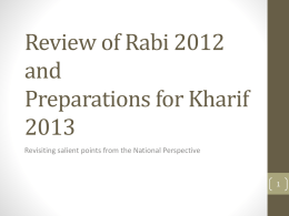 Kharif Crop Season 2013 Planning and Preparations