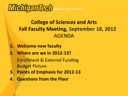 College of Sciences and Arts Fall Faculty Meeting