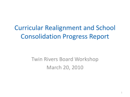 Curricular Realignment and School Consolidation Progress