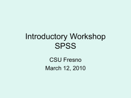 Introductory Workshop SPSS